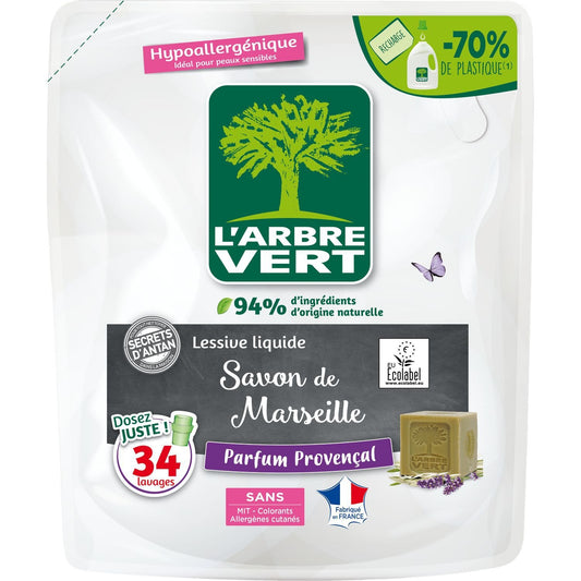 Hypoallergenic Liquid Laundry Detergent Marseille Soap Provençal Fragrance L'ARBRE VERT