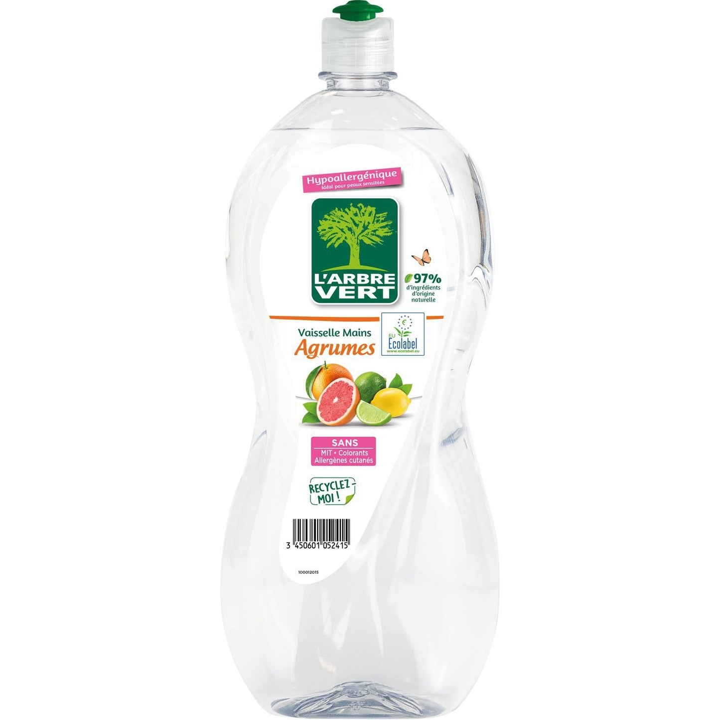 Hypoallergenic Citrus Dishwashing Liquid Ecolabel L'ARBRE VERT