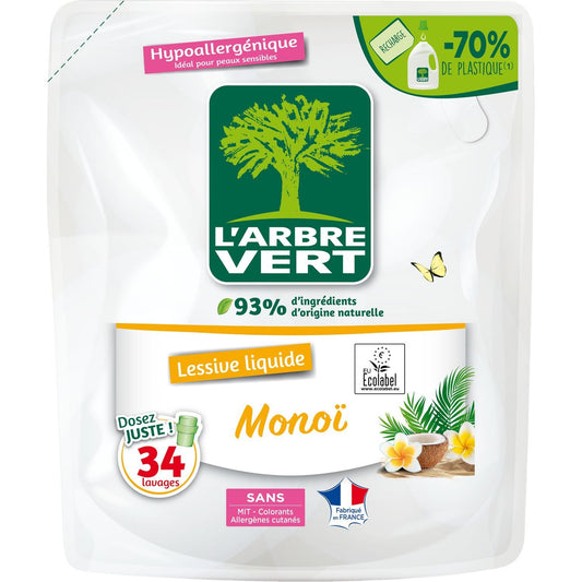 Monoï Ecolabel Hypoallergenic Liquid Laundry Detergent L'ARBRE VERT