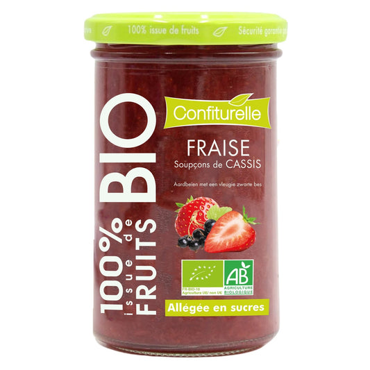 Confiture Fraise Soupçon de Cassis Bio CONFITURELLE le pot de 290g