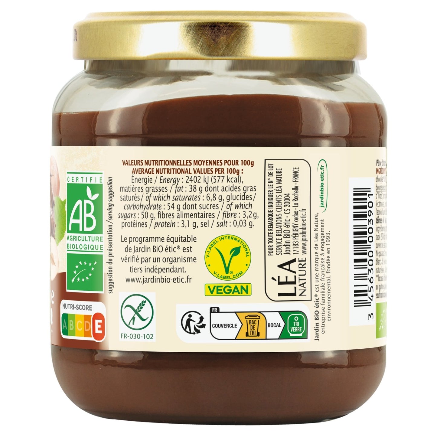 Organic Gluten-Free Chocolate Hazelnut Spread JARDIN BIO ETIC