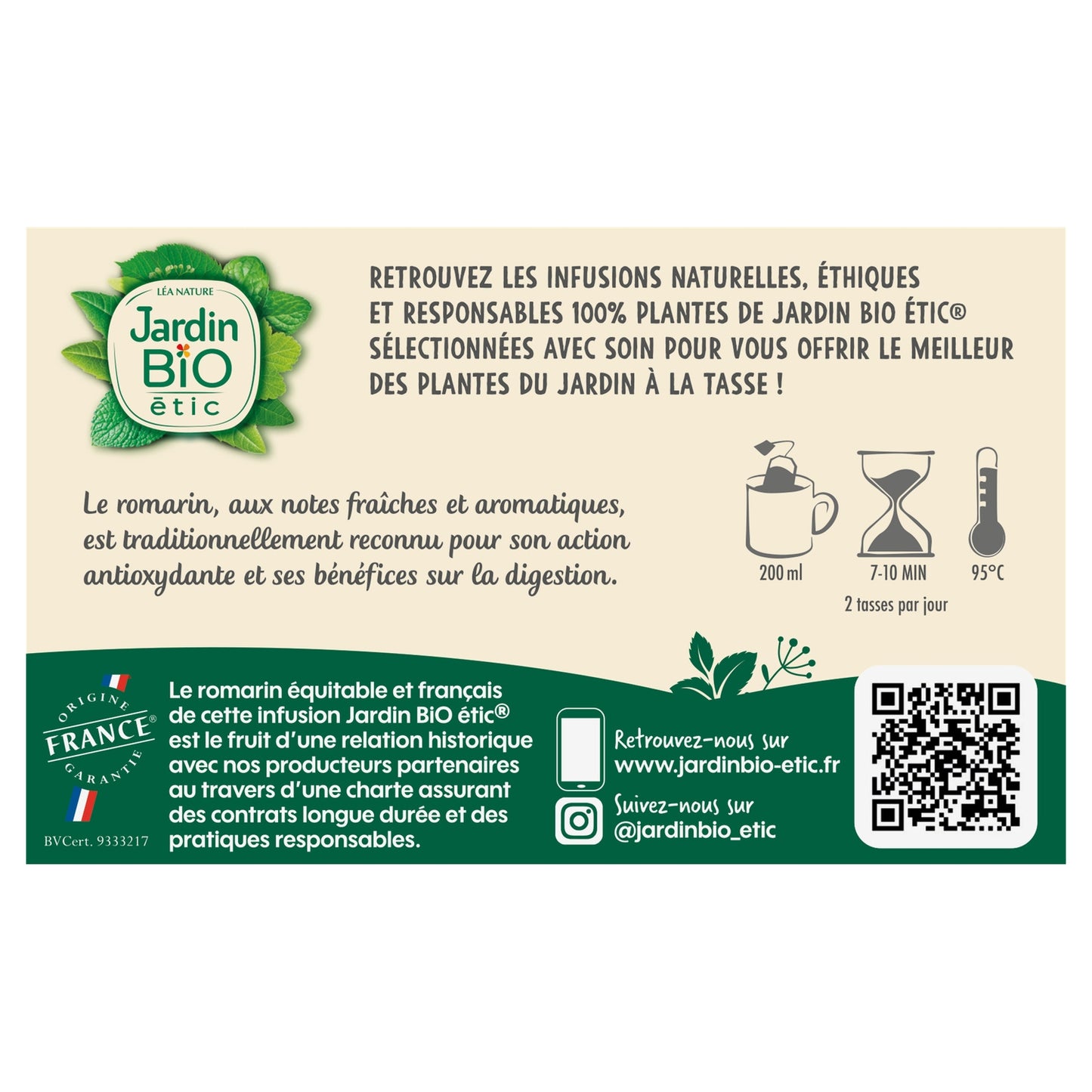 Infusion Romarin Bio JARDIN BIO ETIC
