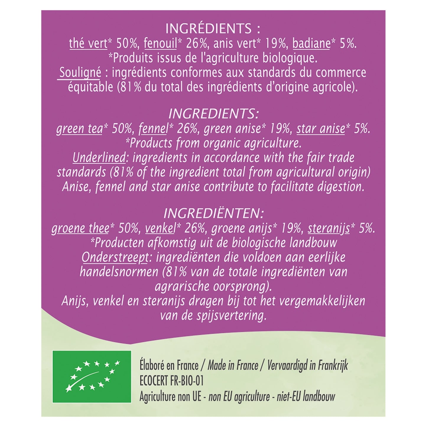 Organic Green Tea Digestion JARDIN BIO ETIC