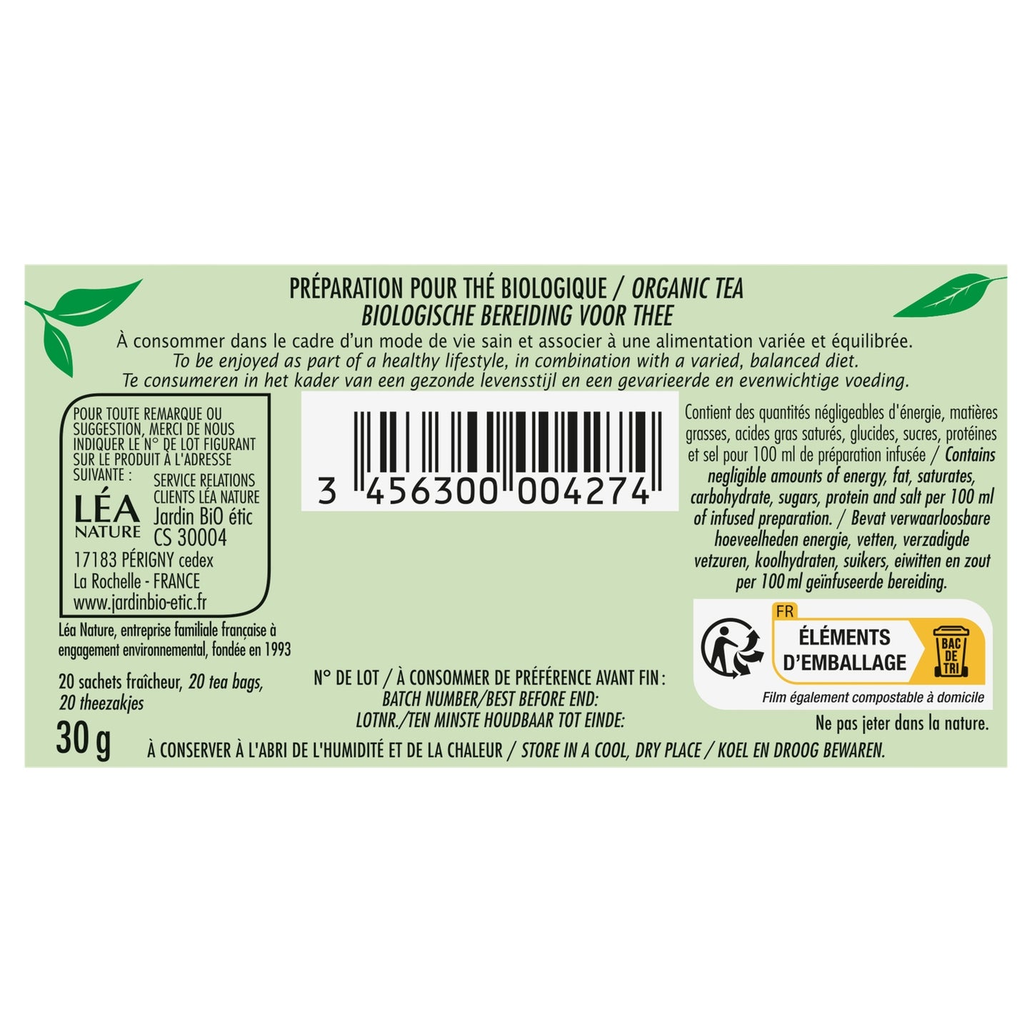 Organic Green Tea Digestion JARDIN BIO ETIC