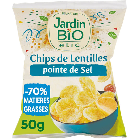 Chips Lentilles Pointe de Sel Sans Gluten Bio JARDIN BIO ETIC le sachet de 50g