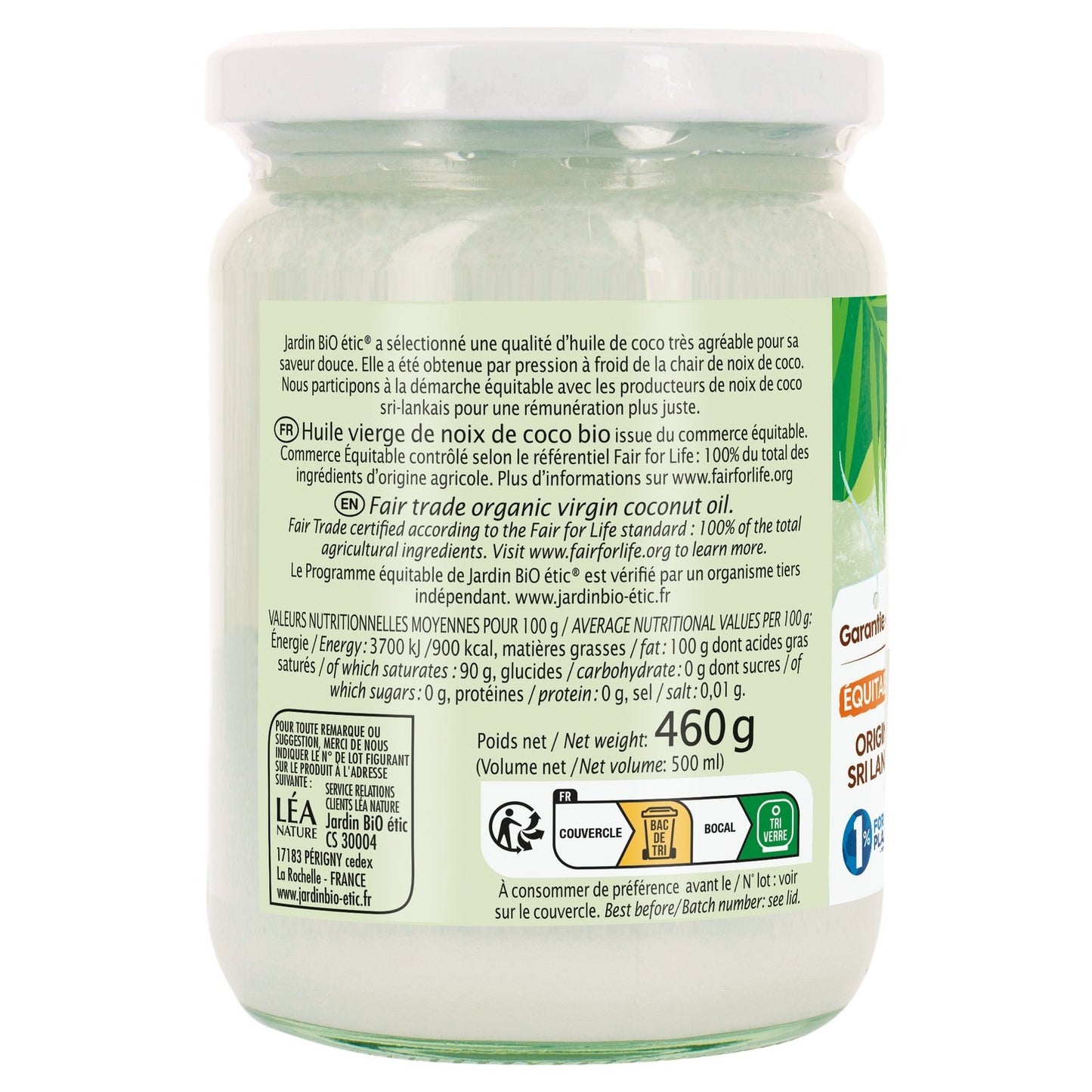 Huile Vierge de Coco Bio JARDIN BIO ETIC