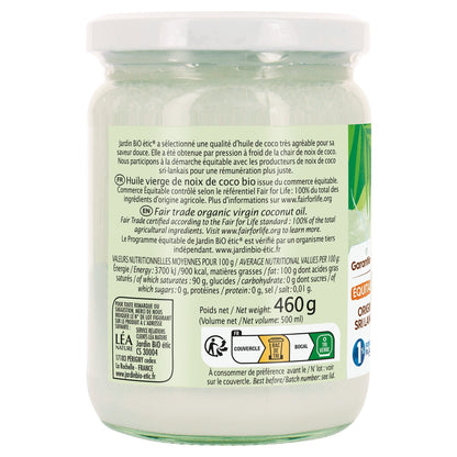 Huile Vierge de Coco Bio JARDIN BIO ETIC