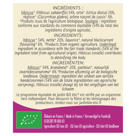 Organic Blackcurrant Flavor Detox Infusion JARDIN BIO ETIC