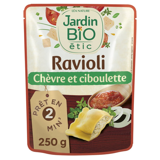 Plat Cuisiné Ravioli Chèvre Ciboulette Bio JARDIN BIO ETIC le sachet de 250g