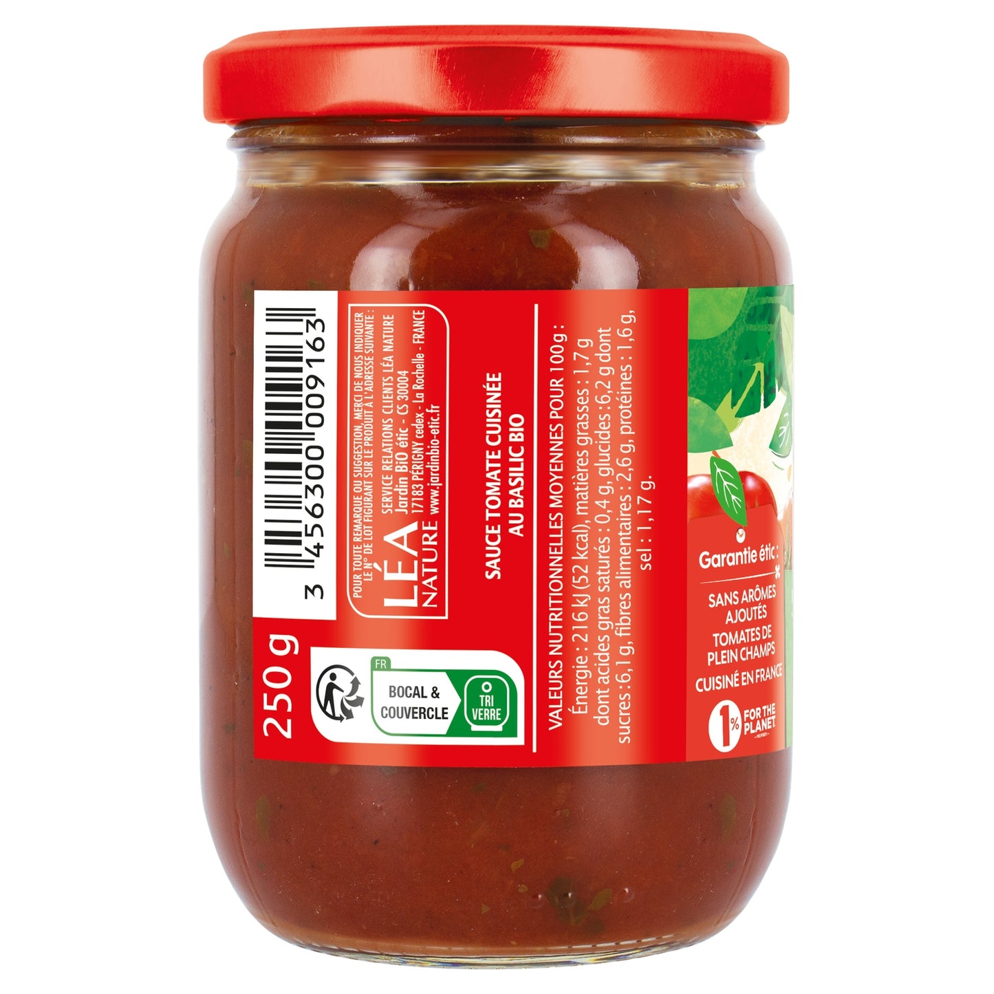 Organic Basil Tomato Sauce JARDIN BIO ETIC