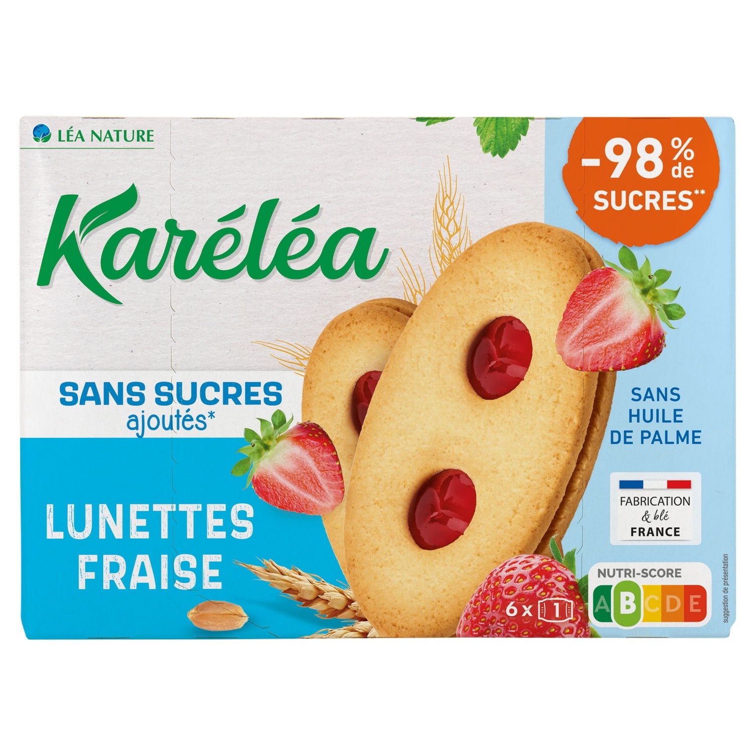Biscuits lunette fraise sans sucres ajoutés KARELEA 