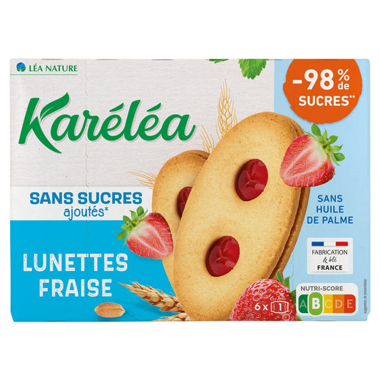 Biscuits lunette fraise sans sucres ajoutés KARELEA 