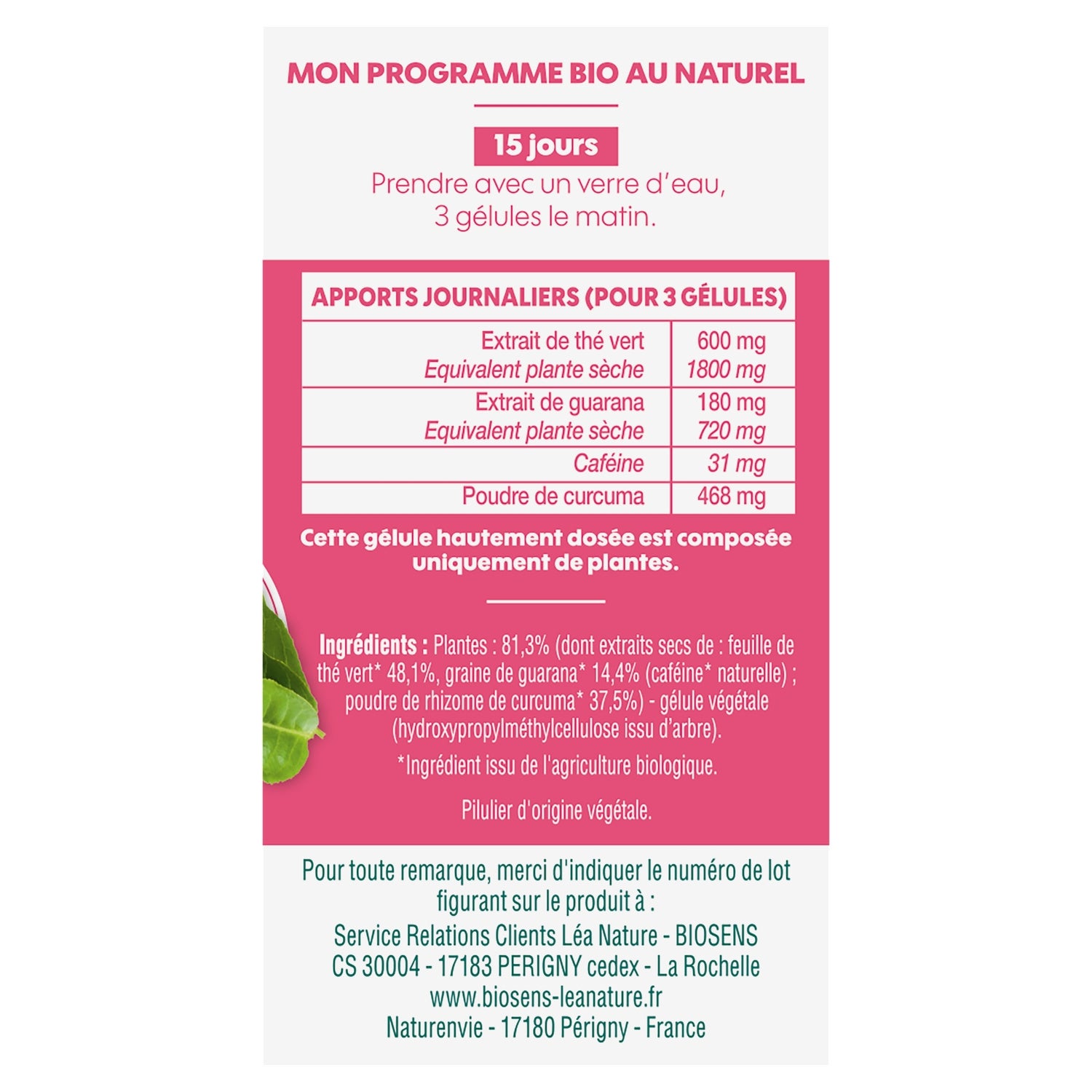Complément alimentaire brule graisse fort Bio BIOSENS 