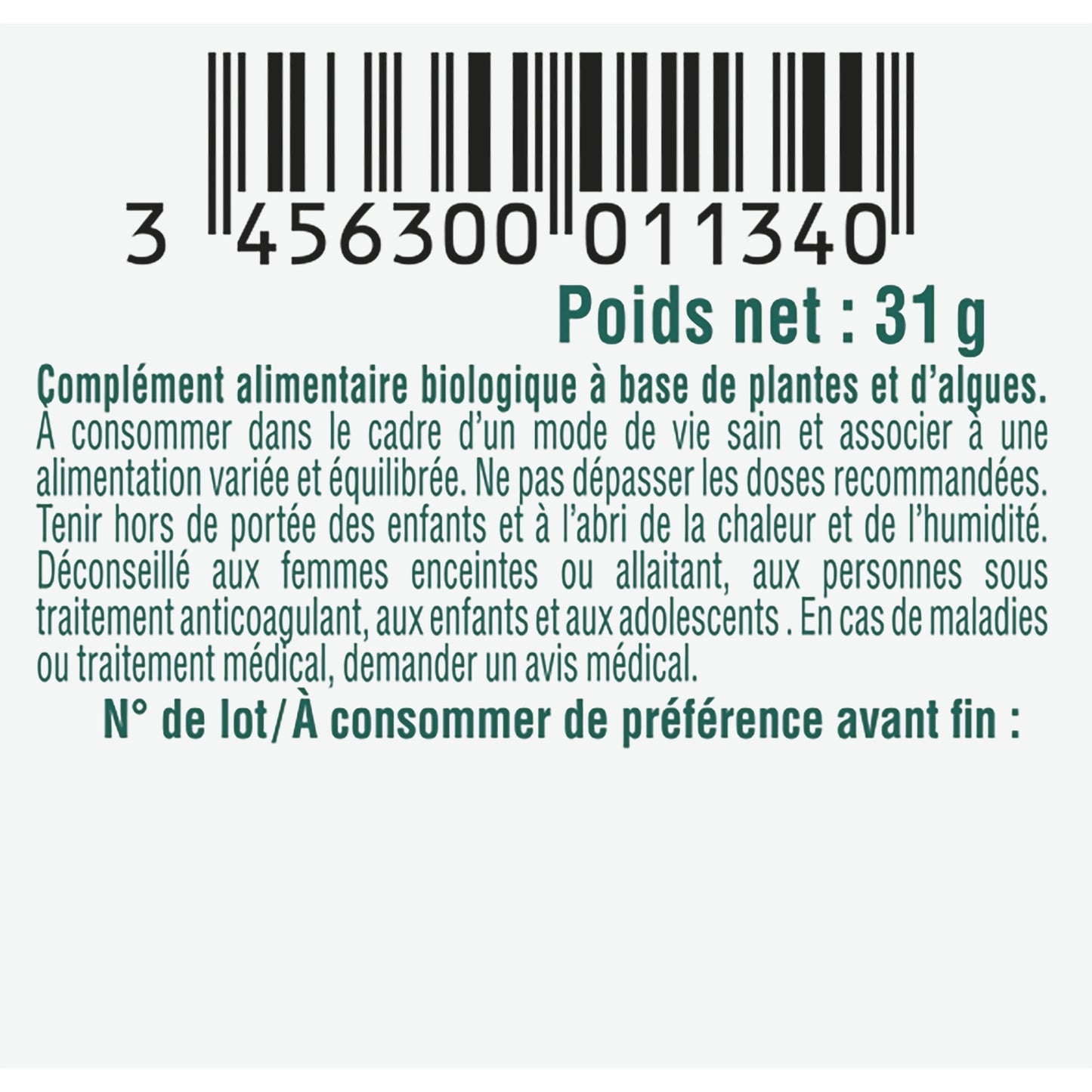 Complément alimentaire ventre plat Bio BIOSENS 