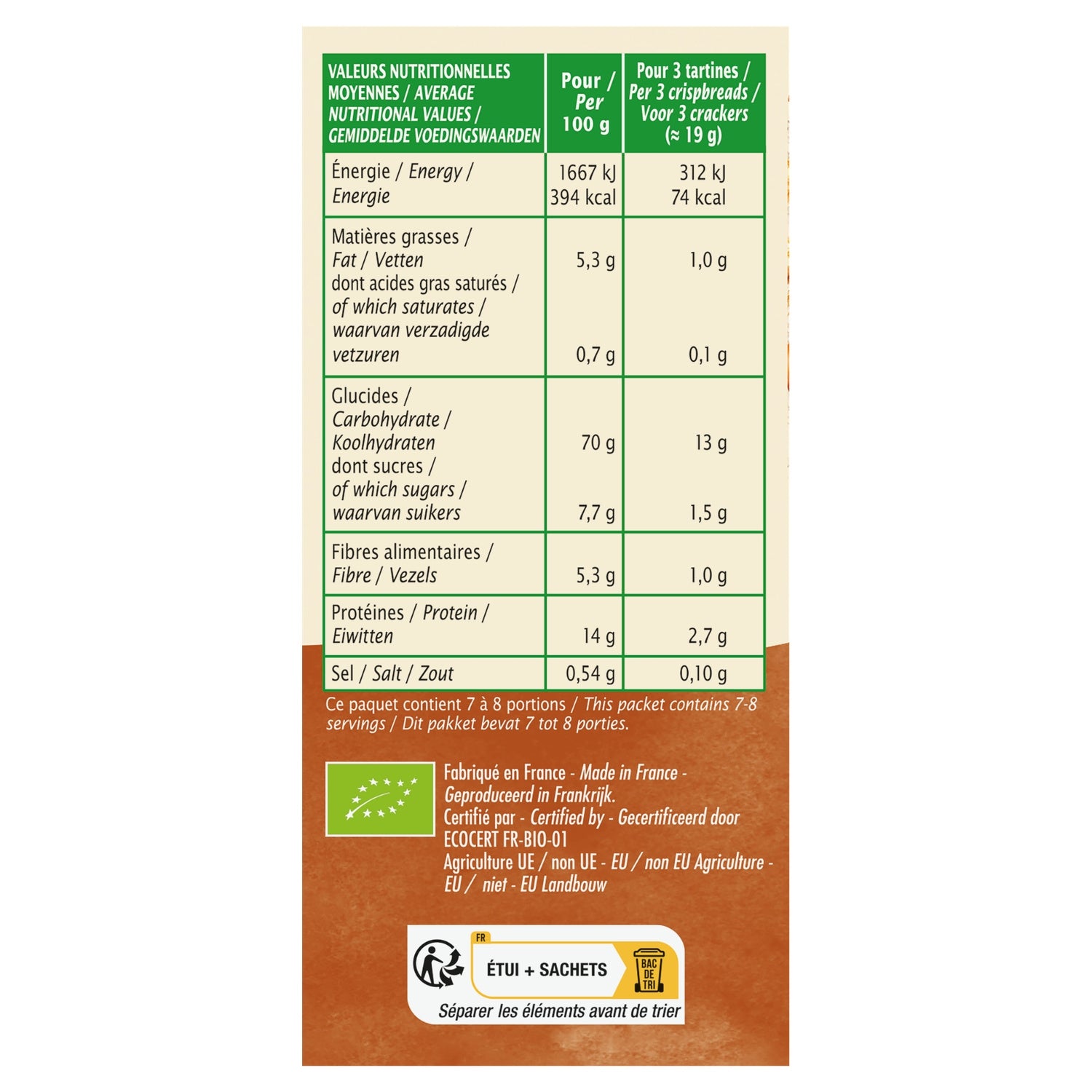 Tartines craquantes noisette Bio JARDIN BIO ETIC 