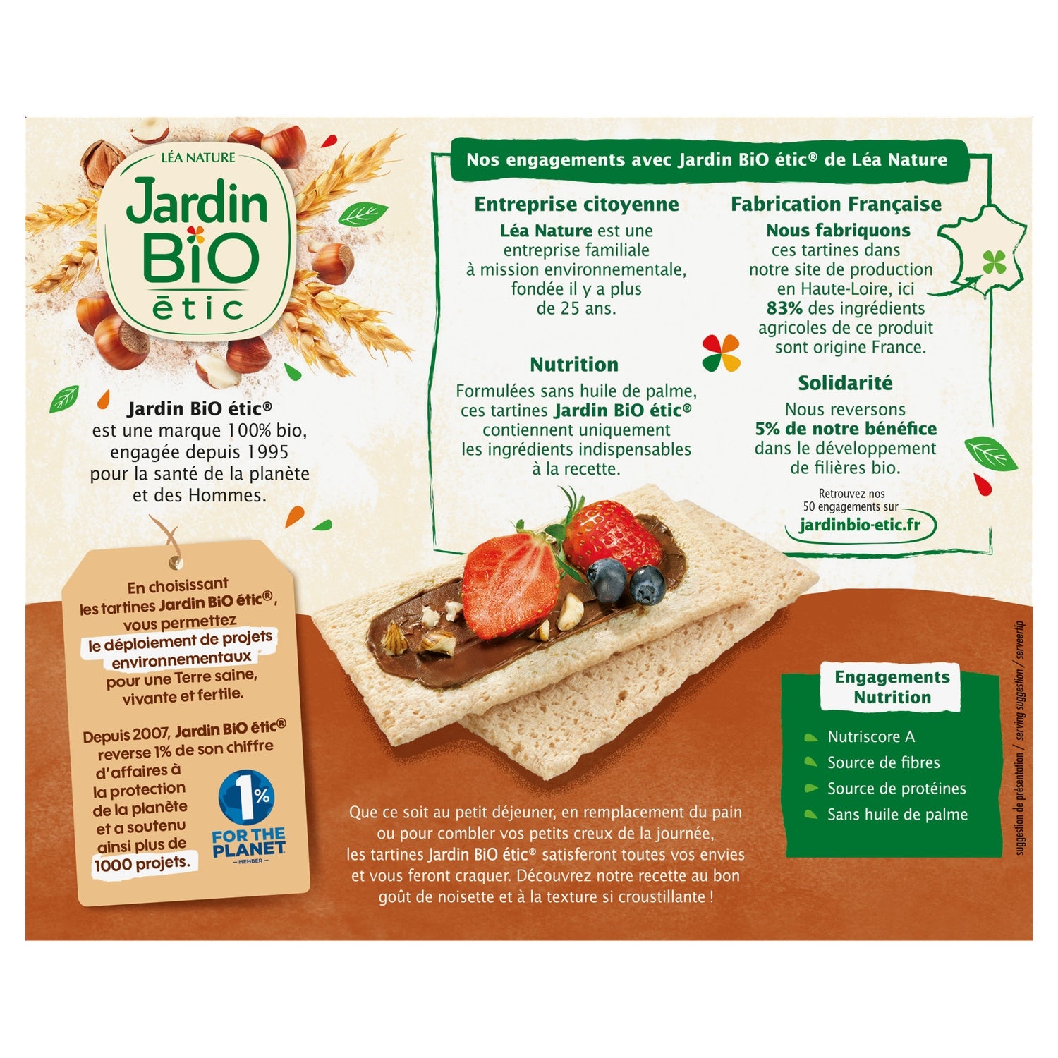 Tartines craquantes noisette Bio JARDIN BIO ETIC 