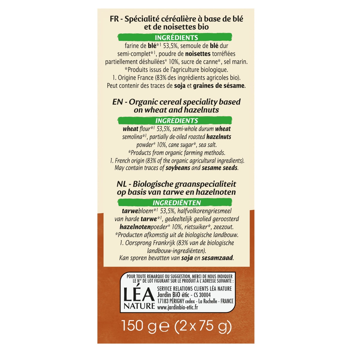 Tartines craquantes noisette Bio JARDIN BIO ETIC 