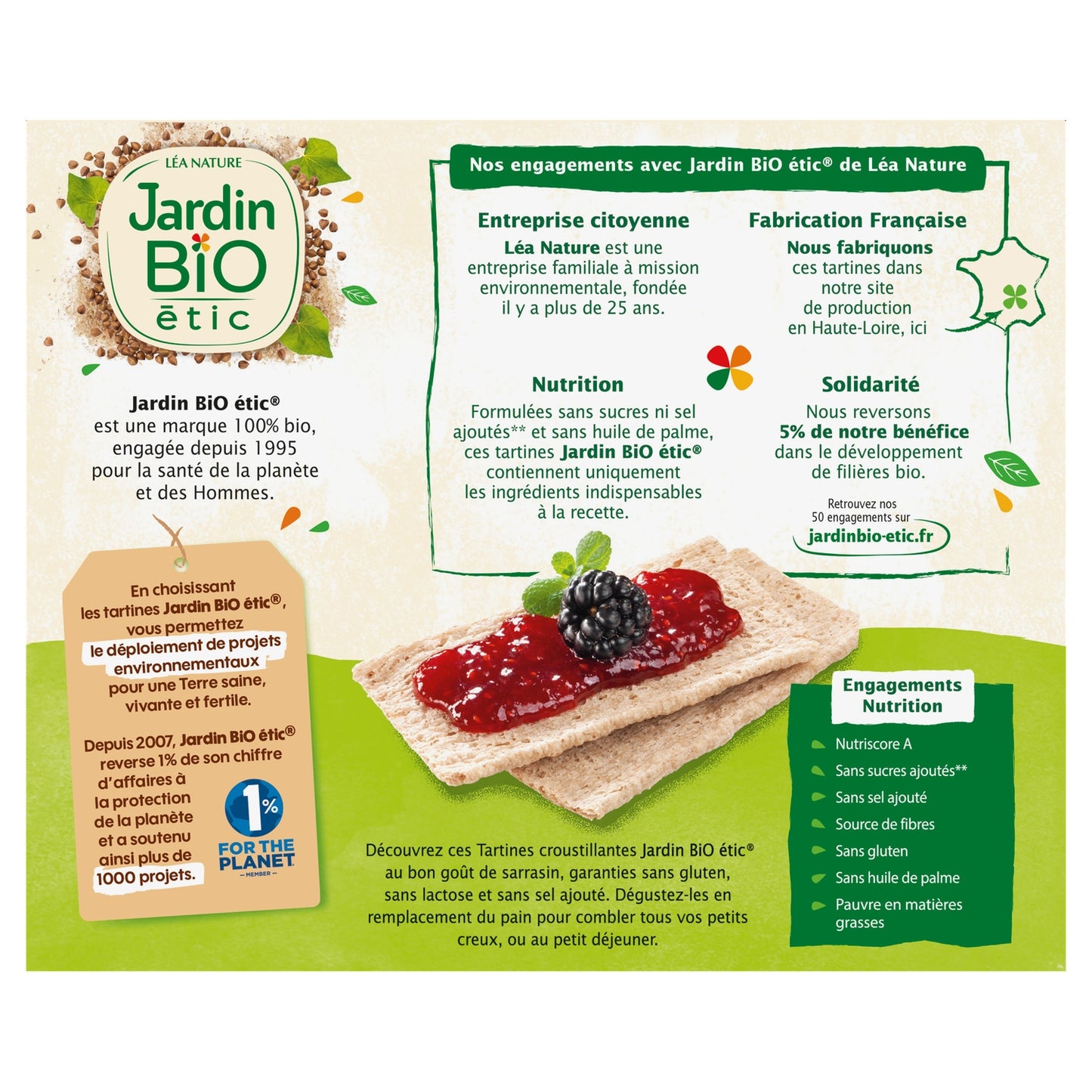Organic Buckwheat Crispy Toast Gluten-Free No Added Salt JARDIN BIO ETIC