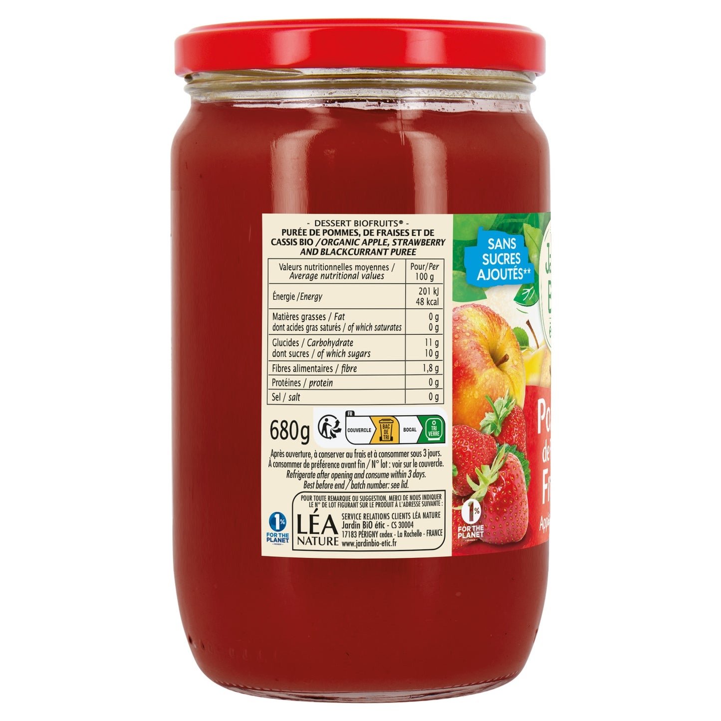 Compote Pomme Fraise Bio JARDIN BIO ETIC