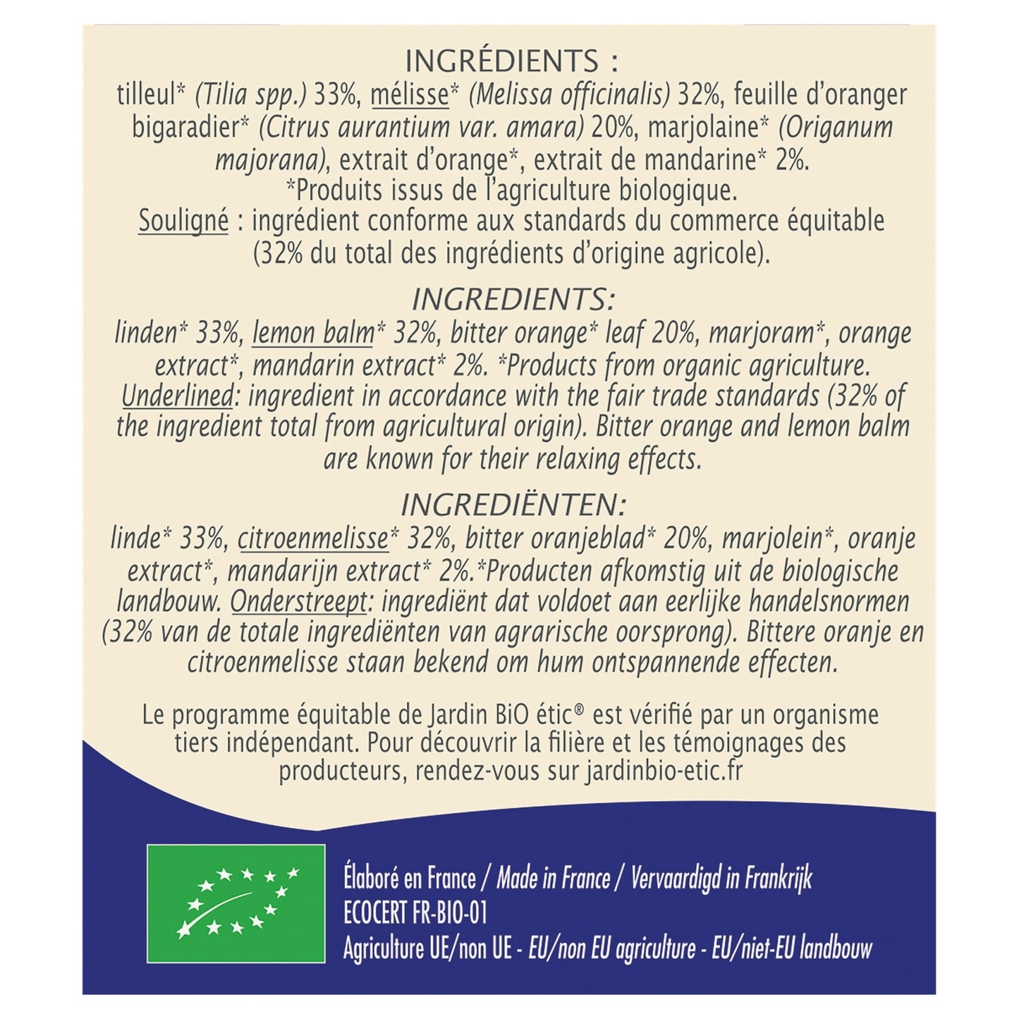 Infusion Nuits Paisibles Bio JARDIN BIO ETIC