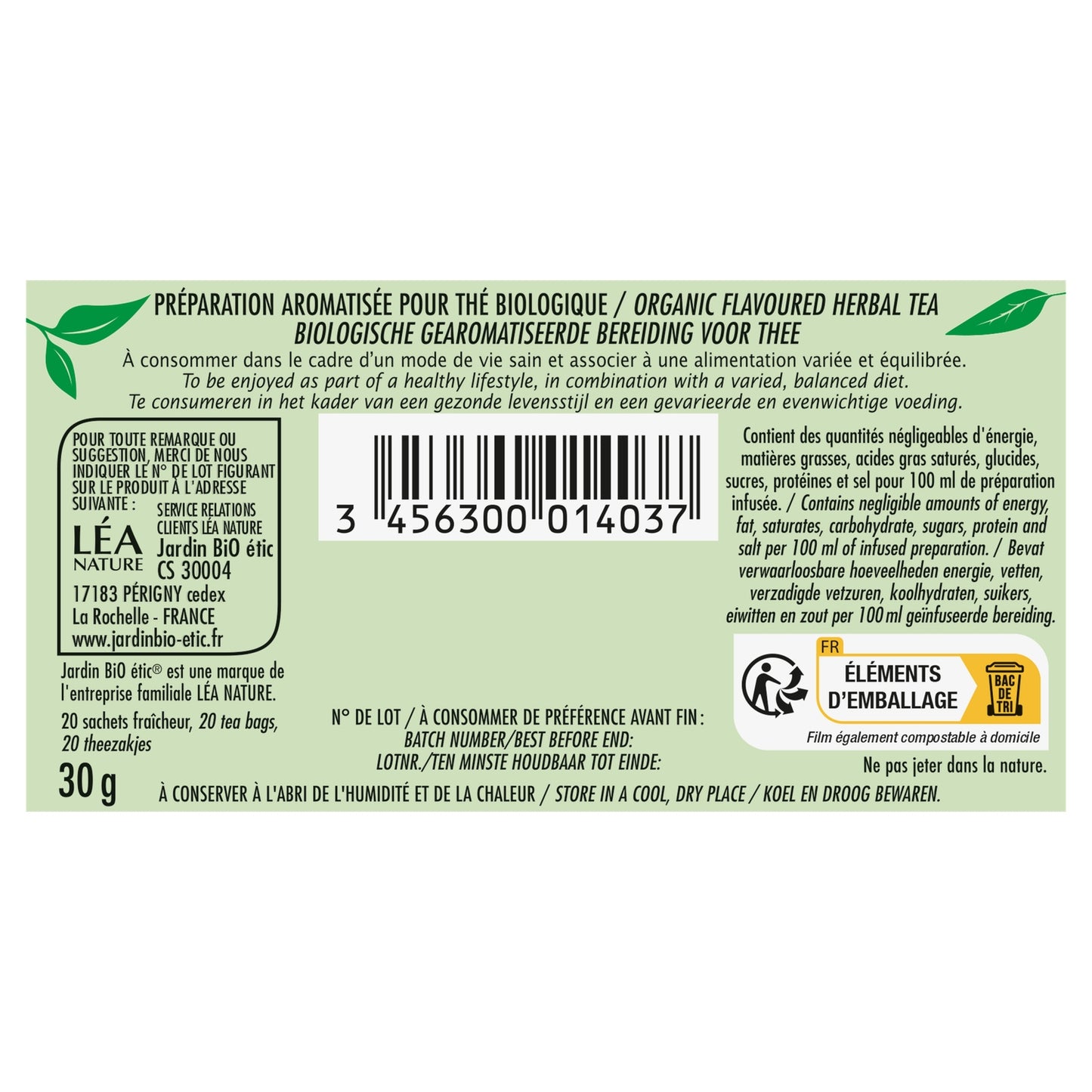 Thé Vert Équitable Minceur Bio JARDIN BIOLOGIQUE