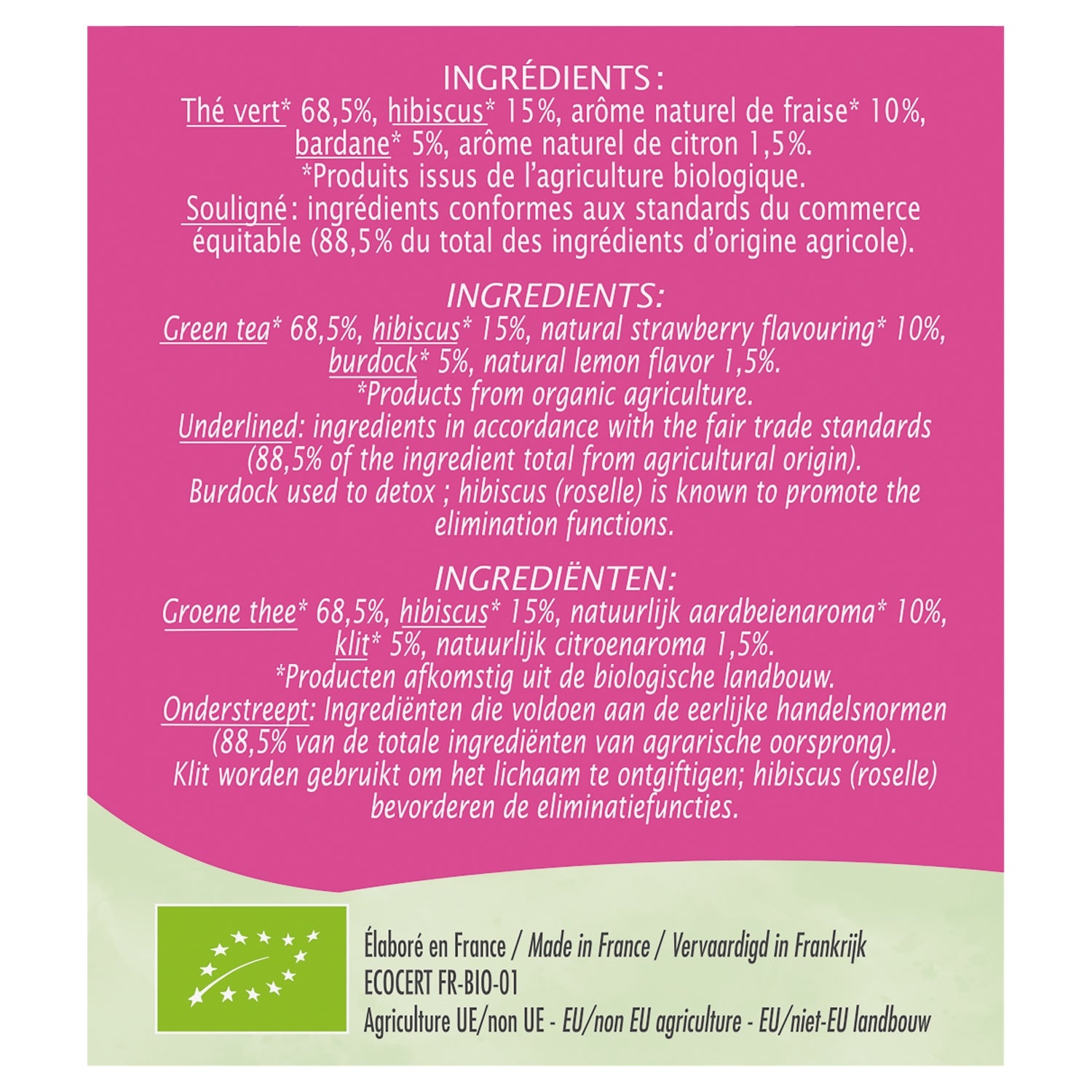Thé Vert détox Bio JARDIN BIO ETIC 