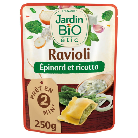 Plat Cuisiné Ravioli Épinard Ricotta Bio JARDIN BIO ETIC la sachet de 250g