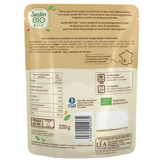 Organic Risotto Ready Meal JARDIN BIO ETIC