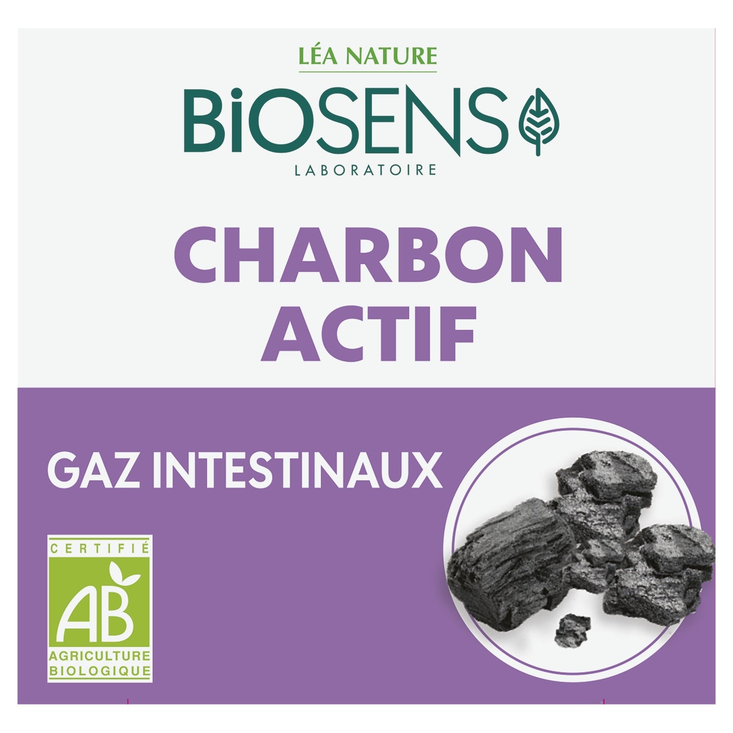 Complément alimentaire Charbon actif Bio pour gaz intestinaux Léa Nature BIOSENS 