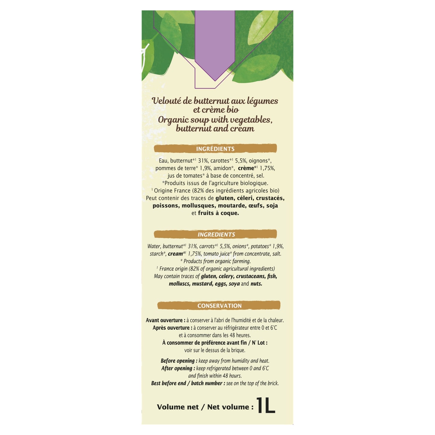 Velouté Butternut Pointe de Crème Bio JARDIN BIO