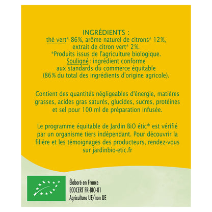 Thé Vert Équitable Duo Citron Jaune et Citron Vert Bio JARDIN BIOLOGIQUE