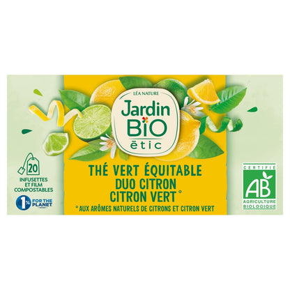 Thé Vert Équitable Duo Citron Jaune et Citron Vert Bio JARDIN BIOLOGIQUE