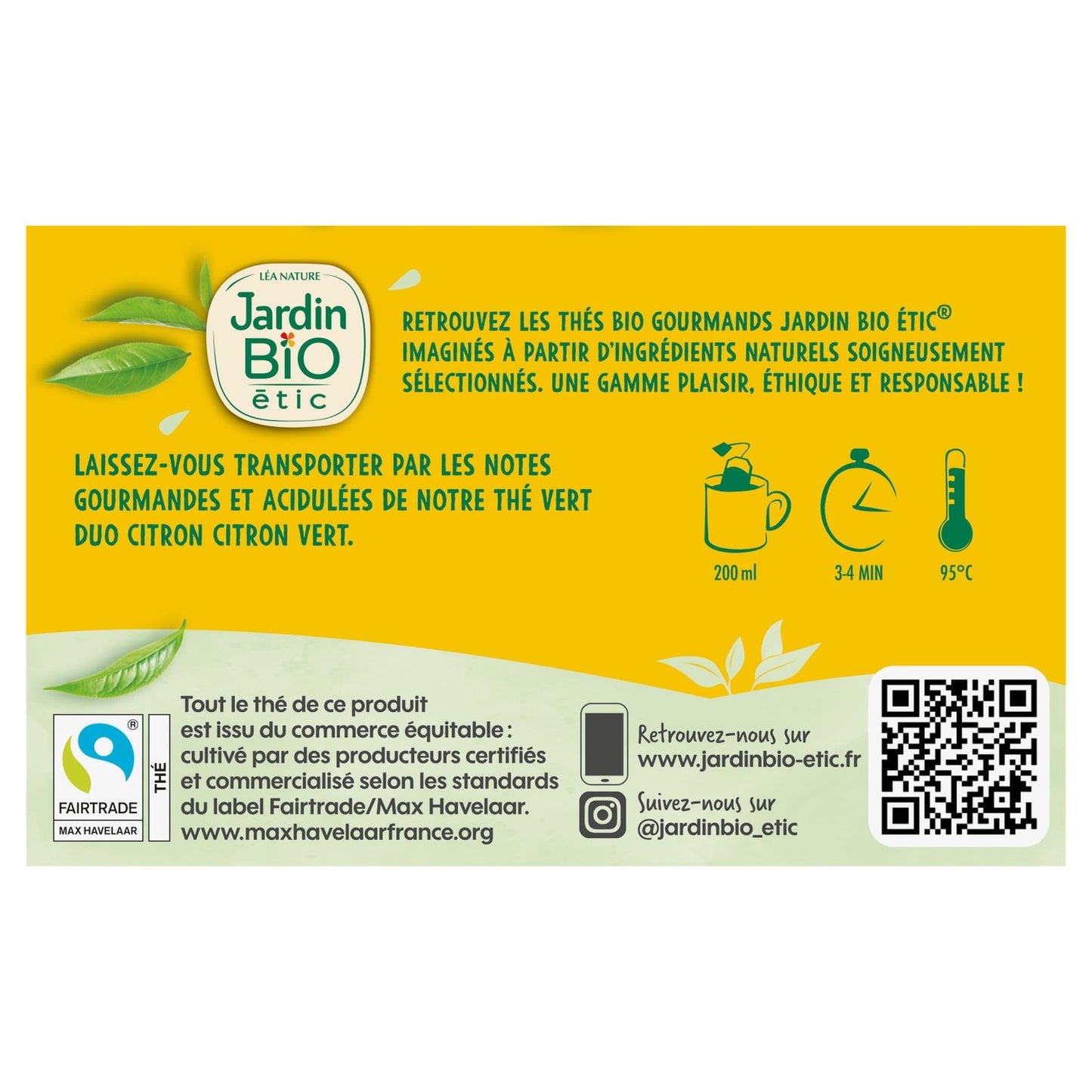 Thé Vert Équitable Duo Citron Jaune et Citron Vert Bio JARDIN BIOLOGIQUE