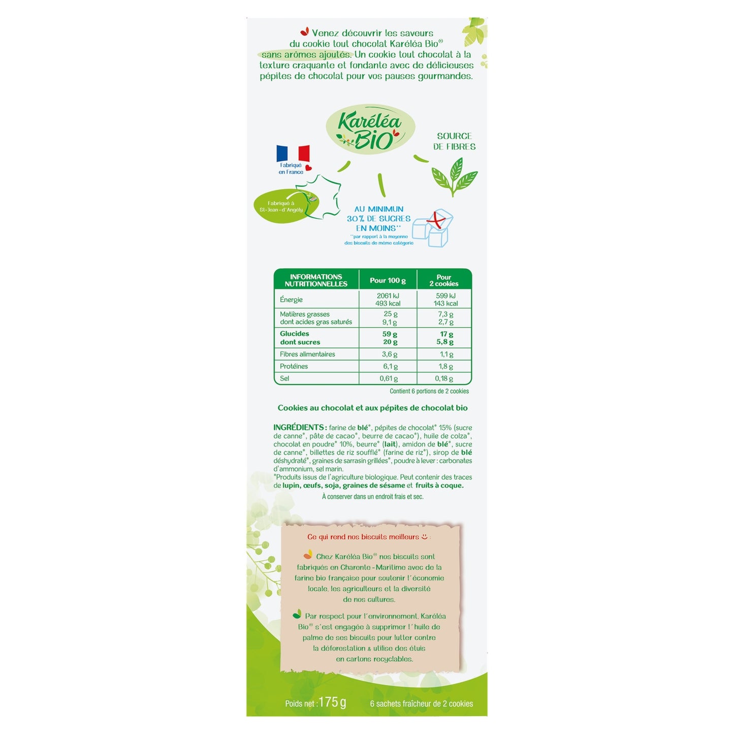 KARELEA Organic Reduced Sugar All Chocolate Cookie