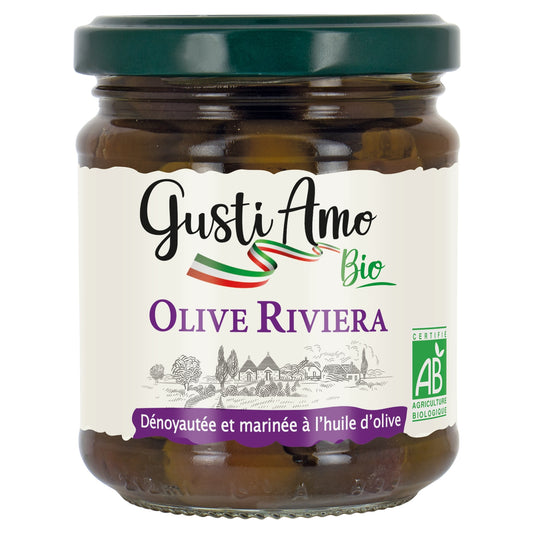 Pitted and Marinated Riviera Olives in Olive Oil GUSTI AMO BIO