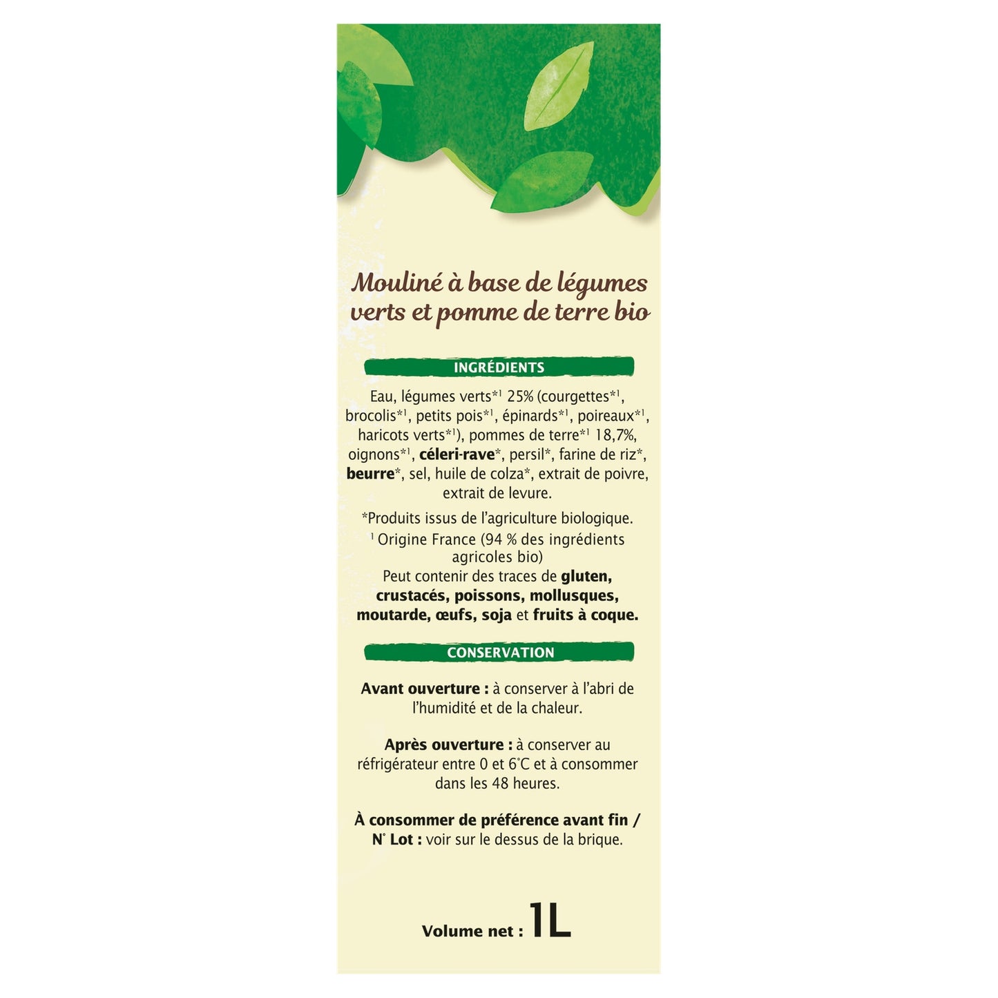 Mouliné de 6 Légumes Verts Bio JARDIN BIO
