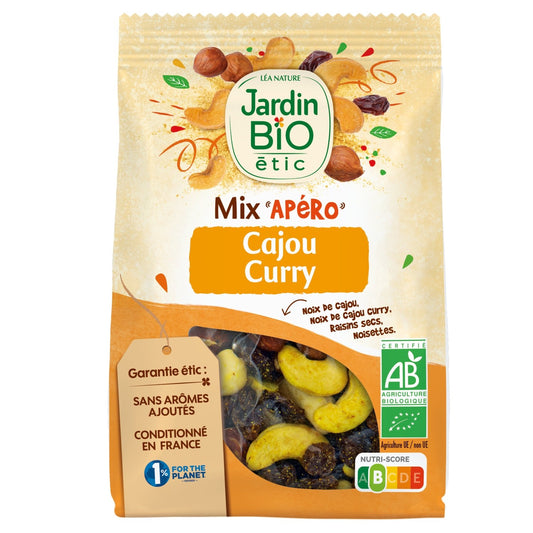 Mélange Cajou Curry Sans Arômes Ajoutés Bio JARDIN BIOLOGIQUE le paquet de 130g