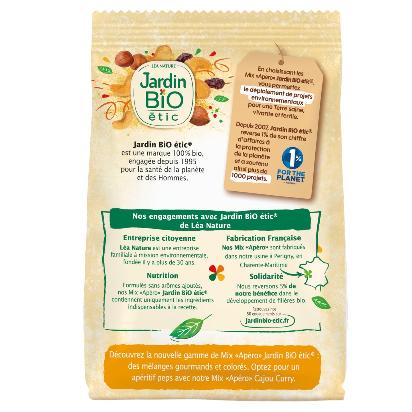 Mélange Cajou Curry Sans Arômes Ajoutés Bio JARDIN BIOLOGIQUE