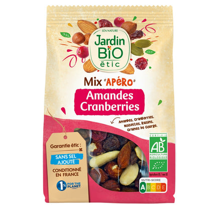 Mélange Amandes Cranberries Sans Sel Ajouté Bio JARDIN BIOLOGIQUE