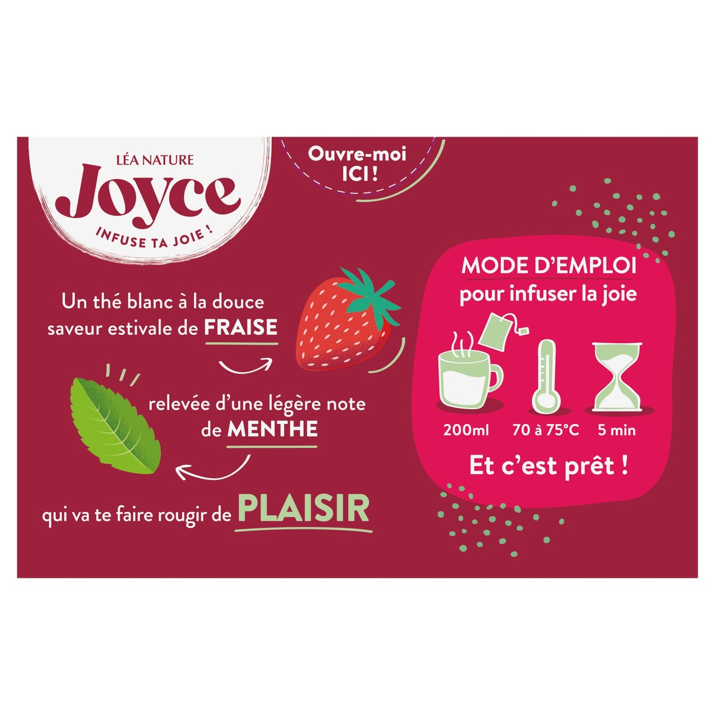 Thé Blanc Saveur Fraise et Menthe Plaisir JOYCE