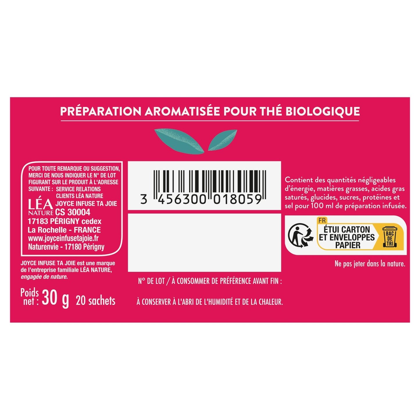 Thé Blanc Saveur Fraise et Menthe Plaisir JOYCE