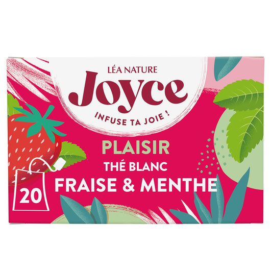 Thé Blanc Saveur Fraise et Menthe Plaisir JOYCE la boite de 30g