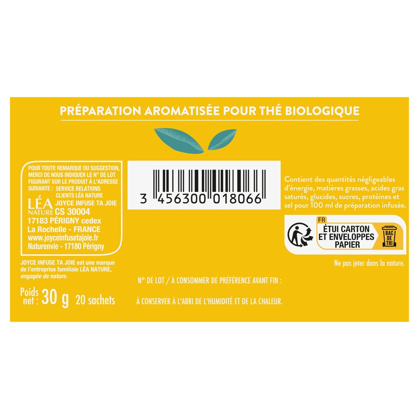 Thé Blanc Saveur Tarte au Citron Optimisme JOYCE