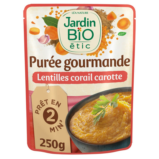 Plat Cuisiné Purée Gourmande Lentille Corail Carotte Bio JARDIN BIOLOGIQUE le paquet de 250g