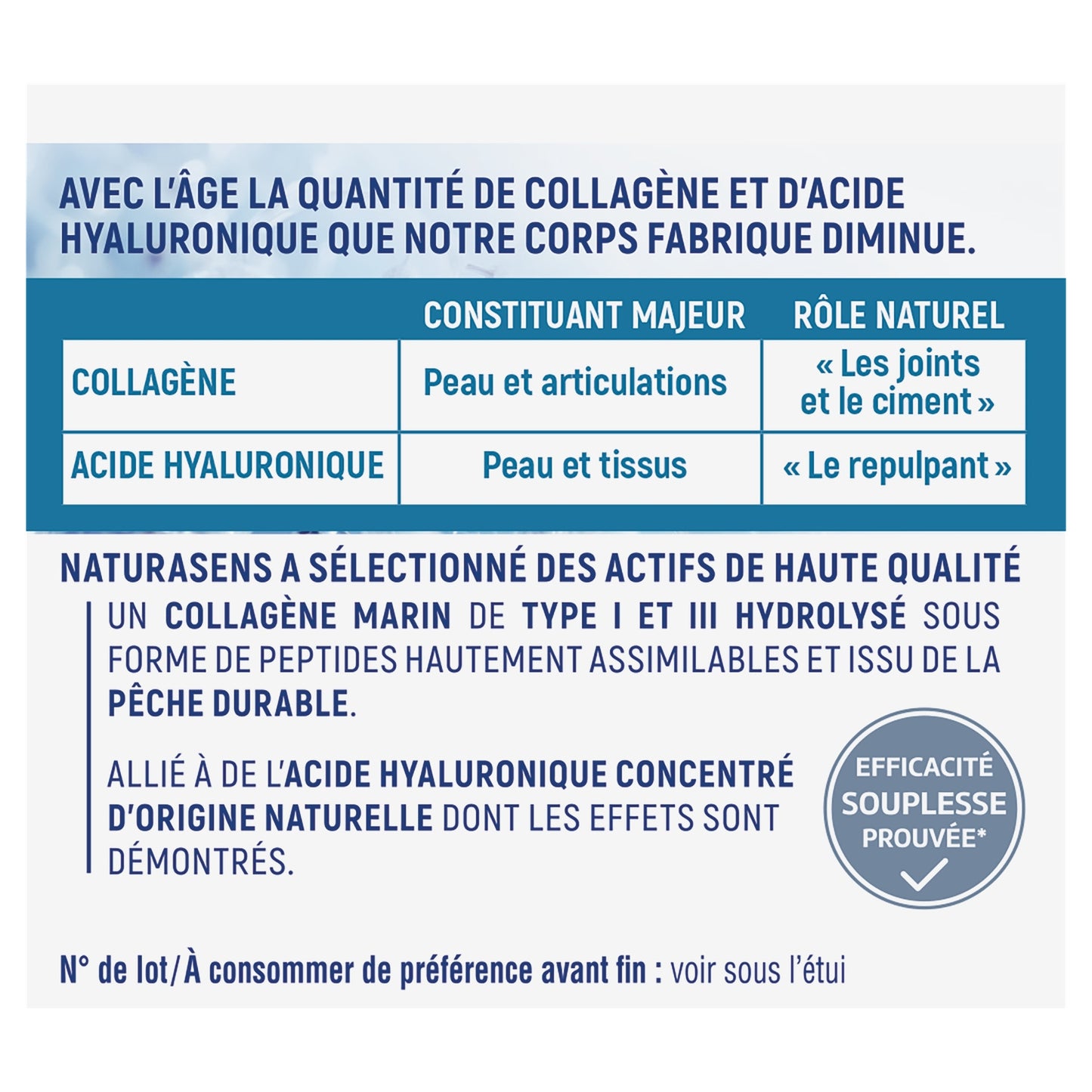 Complément Alimentaire Collagène Marin + Acide Hyaluronique NATURASENS 
