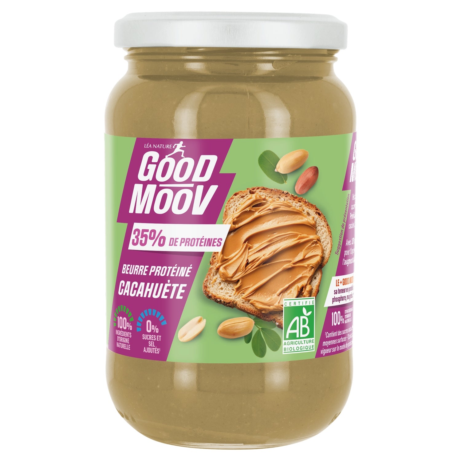 Beurre de Cacahuètes Protéiné Bio GOOD MOOV 