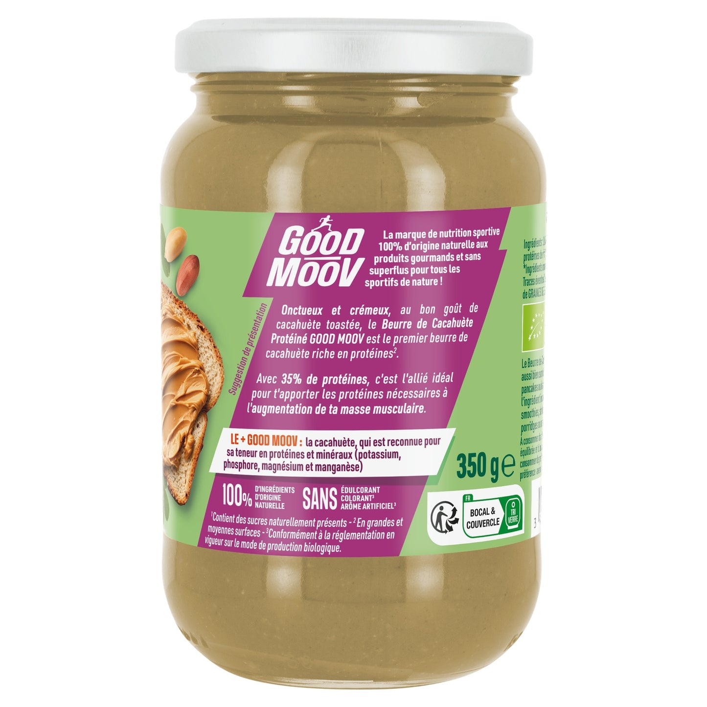 Beurre de Cacahuètes Protéiné Bio GOOD MOOV 