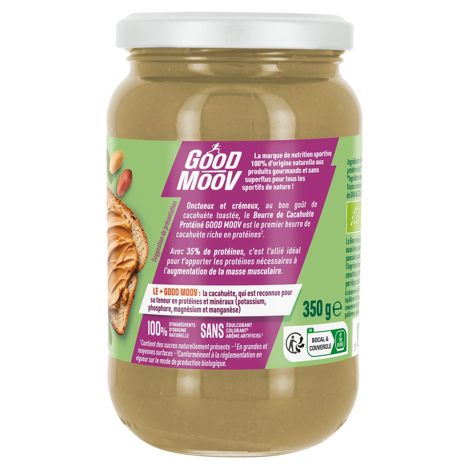 Beurre de Cacahuètes Protéiné Bio GOOD MOOV 