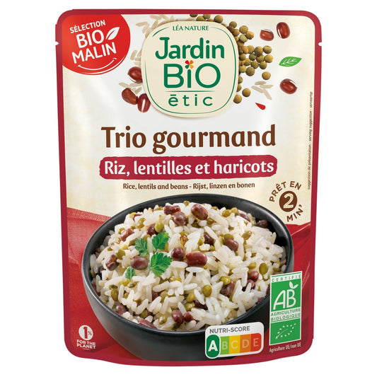 Trio Gourmand Riz Lentilles Bio JARDIN BIO le paquet de 220g
