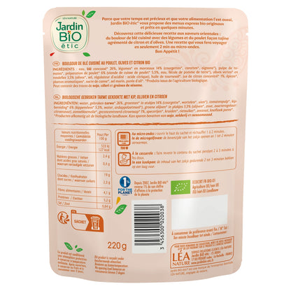 Tajine Boulgour Poulet Olive et Citron Bio JARDIN BIO